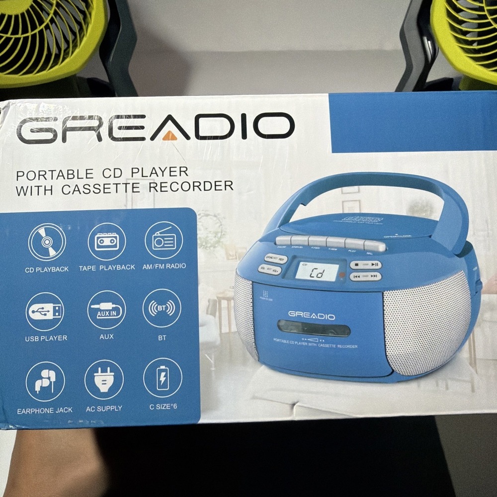Greadio CD Player Boombox Cassette Player Combo with Bluetooth,AM/FM Radio